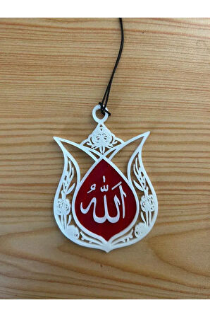 Lale İçinde Allah Yazılı Araç Ayna Süsü