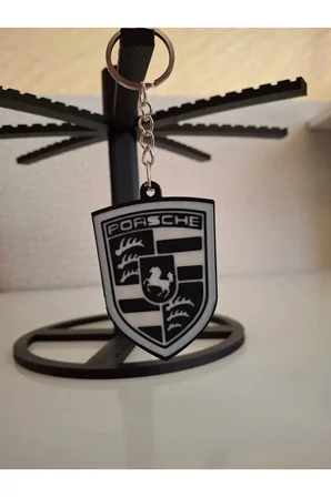 Porsche Logolu Çift Yüzey Baskılı Anahtarlık