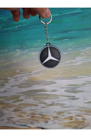 Mercedes Logolu Çift Yüzey Baskılı Anahtarlık