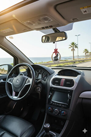 Ay ve Yıldız İçinde Uluyan Kurt Figürü Araç Ayna Süsü