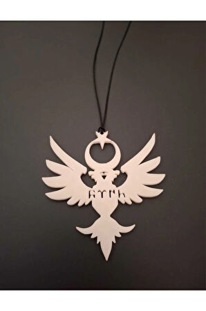 Çift Başlı Kartal ve Ayyıldız Motifli Göktürkçe Türk Yazılı Araç Ayna Süsü 2li Set