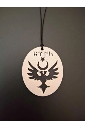 Çift Başlı Kartal ve Ayyıldız Motifli Göktürkçe Türk Yazılı Araç Ayna Süsü 2li Set