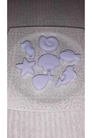 Deniz Temalı Kokulu Lila Renk Sabun Seti -Tül Ve İnci Süslemeli 7'li Set