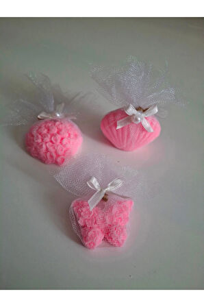 Tül Ve İnci Süslemeli Pembe Renk Kokulu 3'lü Set Sabunlar - Romantik, Şık Ve Dekoratif