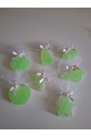 Deniz Temalı Kokulu Yeşil Renk Sabun Seti -Tül Ve İnci Süslemeli 7'li Set