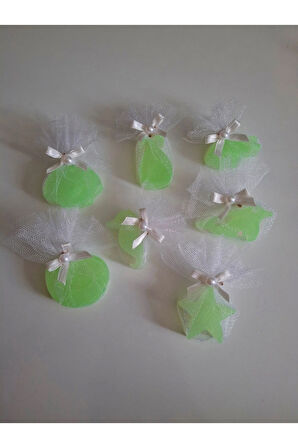 Deniz Temalı Kokulu Yeşil Renk Sabun Seti -Tül Ve İnci Süslemeli 7'li Set