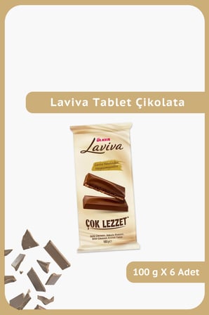 LAVİVA Tablet Çikolata - Sütlü ve Bitter Çikolatalı, Bisküvili, Kremalı Tablet - 100 gram - 36 Adet