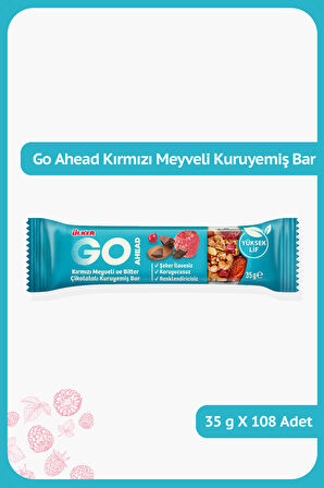 GO AHEAD Kırmızı Meyveli ve Bitter Çikolatalı Kuruyemiş Bar - 35 gram - 108 Adet