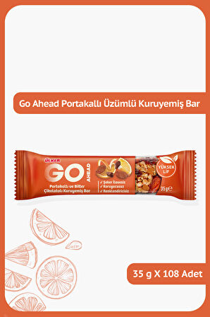 GO AHEAD Portakallı, Üzümlü ve Bitter Çikolatalı Kuruyemiş Bar - 35 gram - 108 Adet