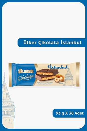 Çikolata İSTANBUL - Fındıklı Dolgulu, Çıtır Kadayıflı ve Baklavalı Çikolata - 93 gram - 36 Adet