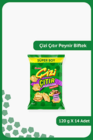 ÇİZİ ÇITIR Peynirli & Biftek Aromalı Çerez - Atıştırmalık - 120 gram - 14 Adet