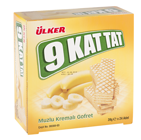 Ülker 9 Kat Muz Aromalı Lüks Gofret 39 g 24'lü