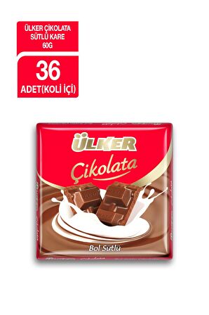 ÜLKER ÇIKOLATA SÜTLÜ KARE 60GR x36 ADET