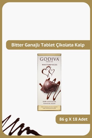 MASTERPIECES Bitter Ganajlı Bitter Tablet Kalp Çikolata - 86 gram - 18 Adet
