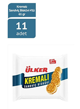 ULKER KREMALI SANDVİÇ BİSKÜVİ 4LÜ 4X61G x11 ADET