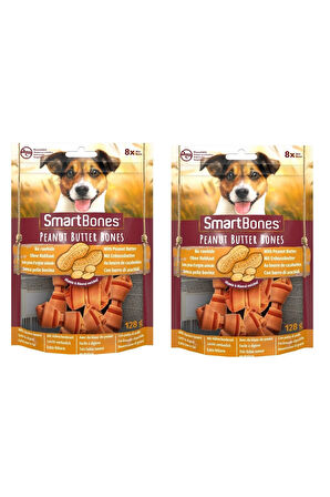 Smartbones Tavuklu ve Fıstık Ezmeli Mini Kemik 8 Li 128 Gr. X 2 Adet