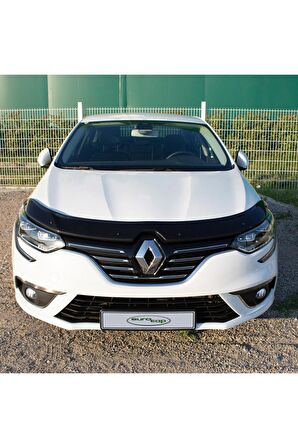 Renault Megane 4 Ön Kaput Koruma Rüzgarlığı 3mm Akrilik (ABS) Parlak Siyah Deflektör 2016->