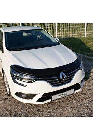 Renault Megane 4 Ön Kaput Koruma Rüzgarlığı 3mm Akrilik (ABS) Parlak Siyah Deflektör 2016->