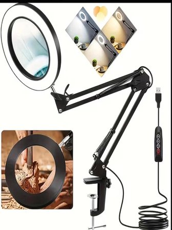Katlanabilir büyüteçli LED lamba büyüteç masa lambası 3 renk modları 10 seviye Işık Mercek