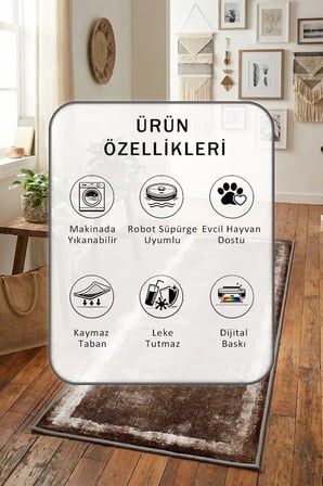 Ehl-14 Yıkanabilir Yolluk Halı Kaymaz Taban Salon Mutfak