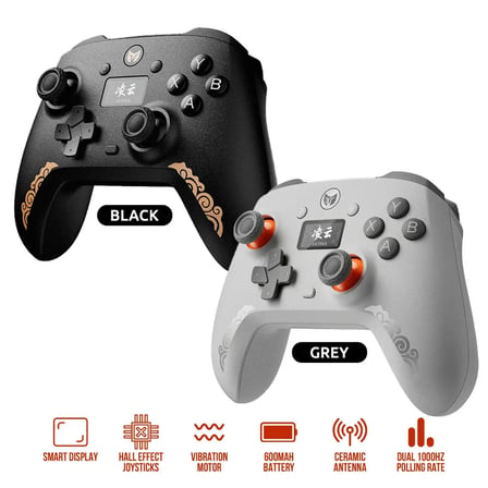 MOJHON Black Shark Aether Wireless Controller – LCD Akıllı Ekranlı, Zero-Drift Hall Effect & Makro Arka Tuşlu Gamepad (Siyah)