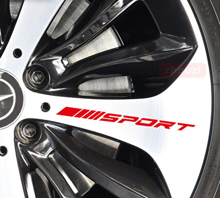 12CM Jant Sticker Yapıştırma Yazı Etiket Kırmızı 8 Adet