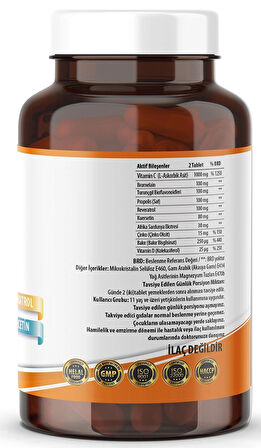 Vitamin C Çinko Propolis Vitamin D Resveratrol 120 Tablet
