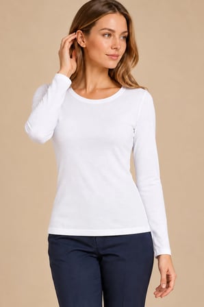 Kadın Modal Bisiklet Yaka Uzun Kollu T-Shirt
