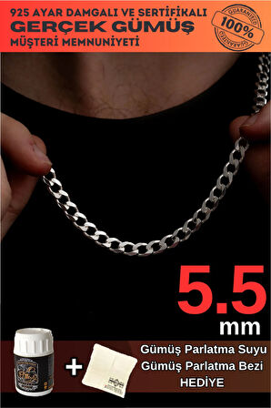 Erkek Gümüş Kolye - 5.5mm Gurmet Model 925 Ayar Gümüş Erkek Kolye Zincir 2472532776430