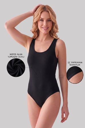 Kadın Badi Zıbın Body Geniş Askılı Kopçalı Elastan 1’li-Rahat İç Giyim