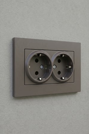 Duvar Prizi İkili Topraklı Füme 16A 250V Monofaze İç Mekan Elektrik Prizi Standart Tip
