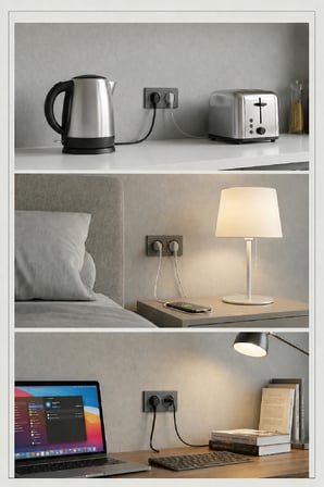Duvar Prizi İkili Topraklı Füme 16A 250V Monofaze İç Mekan Elektrik Prizi Standart Tip