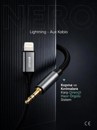 Iphone 7 8 X 11 12 13 Pro Max Uyumlu Lightning 3.5mm Çevirici Örgülü Aux Ses Kablosu Stereo Destekli
