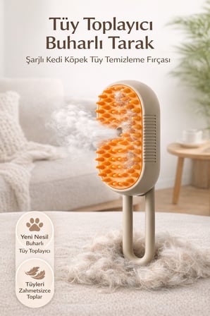 Şarjlı Buharlı Tüy Toplama Tarağı + Tutti Frutti Parazit Karşıtı İçerikli Kedi Parfümü 100 ml