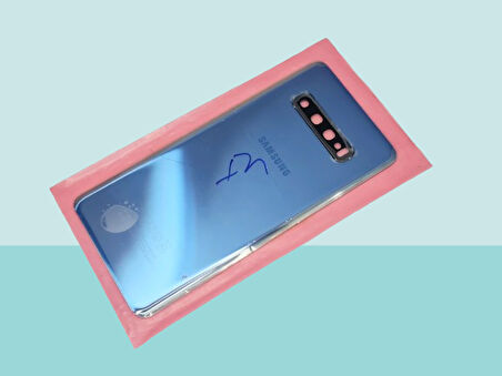 Samsung Galaxy S10 PLUS Uyumlu Arka Kapak Batarya Kapağı -  MAVİ - FULL LENSLİ