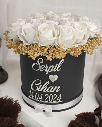 Gia Silindir Kutu Yapay Söz Nişan Kız İsteme Çiçeği 