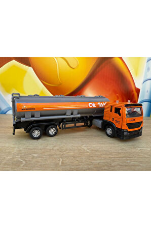 Metal Yakıt Taşıma Tankeri Petrol Kamyonu Oyuncak Tanker Metal Kafalı