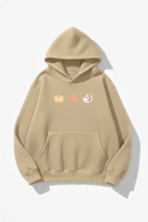 Unisex Yumuşak Dokulu Pumpkin Spice & Cozy Vibes Baskılı Tasarım Oversize 3 İplik Hoodie Sweatshirt