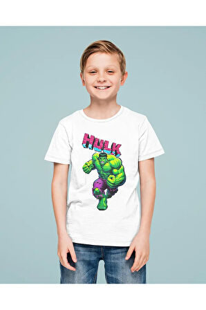 Hulk Baskılı Unisex Film Kahramanı Çocuk Tişört (1-12 Yaş)