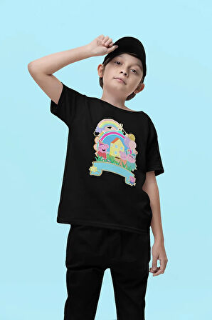 Tasarım Peppa Pig Baskılı Unisex Çizgi Film Çocuk Tişört (1-12 Yaş)