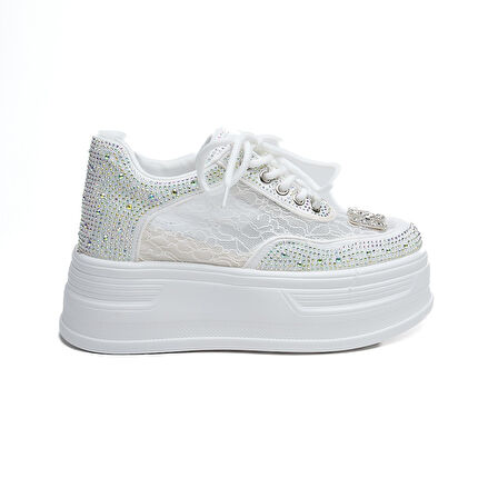 Yüksek Taban Taşlı Kadın Sneaker