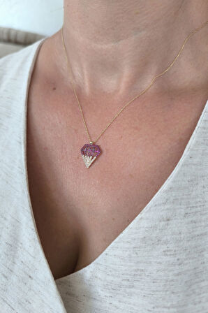 Ruby Taşlı Altın Diamond Kolye