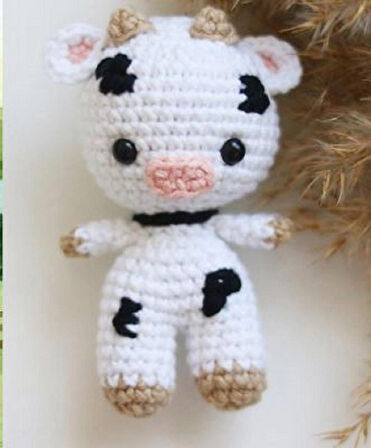 AMİGURUMİ ORGANİK ÖRGÜ OYUNCAK UYKU ARKADAŞI  (İNEK, PANDA, ARI)