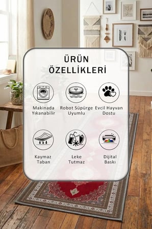 Arm-34 Salon Mutfak Yatak Odası Dijital Baskı Yolluk Halı Bordo