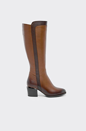 Hakiki Deri Kalın Topuklu Kadın Çizme