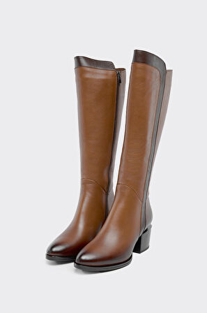 Hakiki Deri Kalın Topuklu Kadın Çizme