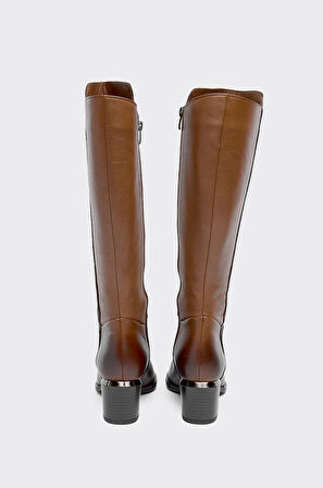 Hakiki Deri Kalın Topuklu Kadın Çizme