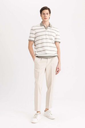 DeFacto Twill Yazlık Kumaş Pantolon Tailored Regular Fit Normal Kesim Keten Karışımlı Düz Paça B6670AX24SPBG588