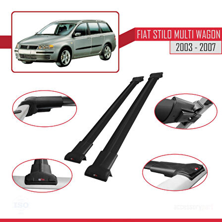 Fiat Stilo Multi Wagon 2003-2007 Arası ile Uyumlu FLY Model Ara Atkı Tavan Barı Siyah 2 Adet