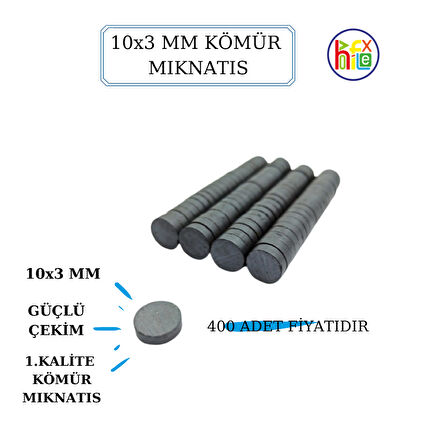 FERRİT KÖMÜR MIKNATIS 10MM X 3 MM  (400 ADET)